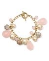 Reach for some pretty arm candy with this bracelet from Carolee, crafted of gold plate, rose quartz and glass pearl beads.