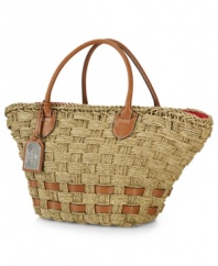 Whether poolside or deskside, this hand woven carryall from Lauren by Ralf Lauren is the ultimate summer accessory. Exquisitely crafted from corn-husk and accented with rich vachetta leather, it pairs perfectly with your work-to-weekend wardrobe.