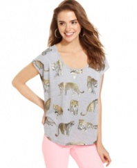 The wild life: prowling jaguars add jungle-loving cool to this high-low top from Pretty Rebellious!