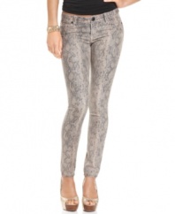 Fashioned in a glossy finish, these faux-snakeskin skinny pants marries urban style with high-end chic! From Baby Phat.
