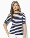 A chic boat neckline infuses the classic cotton jersey Benny tee with breezy, relaxed style.
