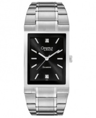 Subtle diamond sparkle graces the dial of this classic steel watch from Caravelle by Bulova.