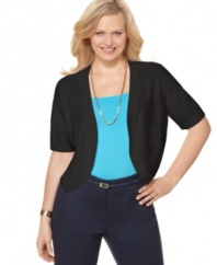 Layer your sleeveless looks with Charter Club's elbow sleeve plus size cardigan-- it's an Everyday Value!