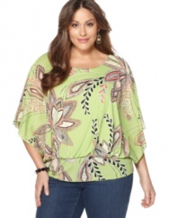 Style&co.'s plus size top adds a dose of fresh color and print to your wardrobe. Pair with jeans for a can't-miss casual look!