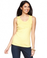 This petite tank by Style&co. will become a staple of your wardrobe this season--it's a cinch to dress up or down. (Clearance)