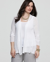 This light-as-air Eileen Fisher cardigan offers lightweight warmth and layering options for effortless seasonal style.