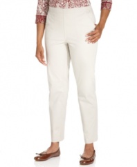 Mix comfort and fashion with Karen Scott's petite pants. A pull-on style and a chic straight leg create easy style!