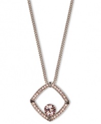 Rosy sparkle, by Givenchy. A diamond-shaped pendant shines with vintage rose stones, hanging from a subtle chain. Crafted in brown gold tone mixed metal. Approximate length: 16 inches + 2-inch extender.