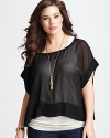 DKNYC Plus Size Double Layer Contrast Top