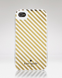 kate spade new york has dressed up the fun (and totally functional) iPhone case in striking stripes, designed exclusively for the iPhone 4. It's a sure conversation starter.