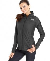 The North Face offers a rain-resistant jacket for blustery days with this sporty look. A fleece-lined interior makes it ultra-comfy, too!