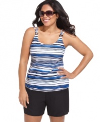 Cute, sporty and in control: Christina's double-strap plus size tankini top provides the look you love and coverage you want.