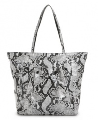 A sassy snakeskin print puts a daring spin on this classic tote shape from FALCHI by Falchi. Subtle pleating and a spacious interior give this bag an everyday exotic appeal.