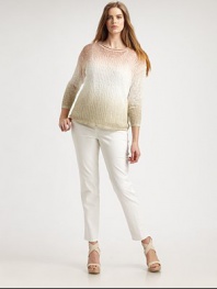 From its lightweight feel to its cozy appeal, this hand-dyed, ombre knit will fit as if it was made just for you. BoatneckLong sleevesPull-on styleAbout 26 from shoulder to hem48% linen/37% viscose/15% polyamideHand washImported of Italian fabric