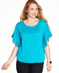 For a super-cute look, pair your fave jeans with Soprano's butterfly sleeve plus size top!