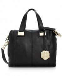 Elevate your everyday style with this sumptuous leather satchel from Vince Camuto. Glam, golden hardware and refined stitching add instant appeal, while the spacious interior provides plenty of pockets and compartments for stowing all the essentials.