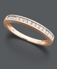 A hint of sparkle in sweet, caramel color. Set in trendy 14k rose gold, this delicate band features round-cut, channel-set diamonds (1/5 ct. t.w.).