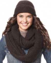 It's easy to be cheerful with the light-catching glimmer of this infinity scarf by Steve Madden. Wrap it around and around for a layered look.