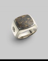 EXCLUSIVELY AT SAKS. From the Exotic Stone Collection. The rustic richness of a bronzite inlay, within a bold band of sterling silver.DY logo in shank Imported