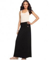 Calvin Klein's petite maxi skirt is the must-have silhouette of the season--supremely versatile, it's amazingly easy to mix and match with tees and tanks.