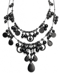 Lightweight and luxurious. Style&co.'s illusion necklace has an airy appeal, yet its elaborate beading makes it dressy enough to wear for a night on the town. Adorned with acrylic beads, it's crafted in hematite tone mixed metal. Approximate length: 16 inches + 2-inch extender.