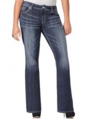 Get your tops ready for Silver Jeans' boot cut plus size jeans in a sleek dark wash.