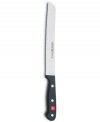 Born for bread. This high-carbon, stain-resistant knife features a serrated blade that expertly handles tough crusts without crushing the soft interior of your favorite loaf. Not just a one-cut wonder, this knife also steps up to large fruits and vegetables with tough exteriors to deliver precision, ease and excellence. Lifetime warranty.