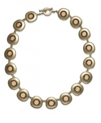 Neutral admiration. Lauren Ralph Lauren's striking necklace features smoky topaz cabochons set in antique 14k gold-plated mixed metal. Approximate length: 18 inches.