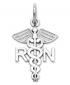 Honor your favorite nurse with this symbolic charm. Crafted in 14k white gold, charm features a polished design with the letters RN. Chain not included. Approximate length: 4/5 inch. Approximate width: 1/2 inch.