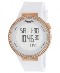 Kenneth Cole New York delivers a thoroughly modern watch with trendy rose-gold and a digital touch-screen.