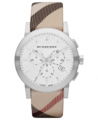 Flaunt your Burberry with the famous check pattern adorning this chic timepiece.