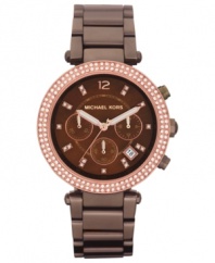 Begin your day with espresso-toned elegance with this chronograph watch from Michael Kors.
