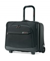 When business calls, you'll be there with an answer-a mobile office on sleek spinners that guarantee effortless mobility and round-the-clock easy access.  Soft leather handles lend this briefcase sophistication and a smart appearance that houses an incredibly equipped interior with endless organization options. 10-year warranty.