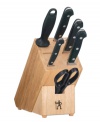 This remarkable, high-quality knife set is composed of high-carbon stainless steel and is both stain and rust resistant. Hand-honed edges stay sharp for a long-lasting, precision-cutting edge. Sand-blasted handle provides slip-proof mobility. Manufacturer's lifetime warranty.