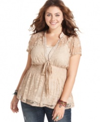 Lace is a must-have look of the season, so snag Eyeshadow's short sleeve plus size top!