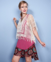 Capture a boho vibe with American Rag's printed plus size skirt, punctuated by a high-low hem.