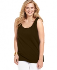 J Jones New York's sleeveless plus size top is a must-get layering staple for your casual wardrobe. (Clearance)