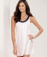 A cute little number. In two tones of soft satin, the Classics chemise by Jones New York is an easy choice to make.