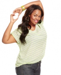 You'll totally heart Soprano's striped plus size tee-- it's a perfect match with jeans!