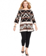 For a polished casual look, team your leggings with Style&co.'s three-quarter sleeve plus size tunic top.