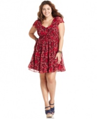Score a super-sweet look with American Rag's short sleeve plus size dress, featuring an on-trend floral-print.
