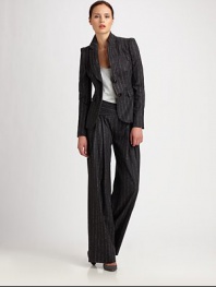 Ultra-soft melange wool, in a textural pinstriped pattern.Peaked lapelsButton frontFlap pocketsFully linedAbout 23 from shoulder to hem88% wool/8% polyamide/3% cashmere/1% elastaneDry cleanImportedModel shown is 5'10½ (177cm) wearing US size 4. 