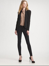Closely-cropped, impeccably tailored and dotted with polished studs, it's modern update on the classic silk blazer.Foldover neckline and lapelRuched seams at elbowSingle-button closureWelt pocketsPointed hemAbout 23 from shoulder to hemSilkDry cleanImportedModel shown is 5'9 (175cm) wearing US size Small.