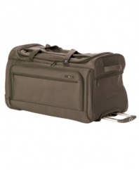 Make light of any travel situation with this lighter-than-ever duffel from Delsey. Featuring a fully integrated frame made from lightweight memory graphite -- the same material used in golf clubs and tennis rackets -- this extra spacious bag makes it easy to bring your belongings anywhere. Limited lifetime warranty. Qualifies for Rebate