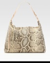 Exotic python snakeskin in soft, slouchy carryall paired with luxe croc trim.Top handle, 10 dropTop zip closureOne outside zip pocketOne inside zip pocketTwo inside open pocketsSuede lining15W X 14H X 3½DMade in USA