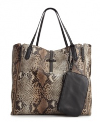 Amp up your wow-factor with this daring design from Danielle Nicole. A sleek python print exterior with contrast trim and a spacious interior allows to you tote all your daily necessities in style.