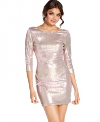 Multi-tonal sequins create a luxe finish on a boatneck party dress that's all about red carpet sizzle! From As U Wish.