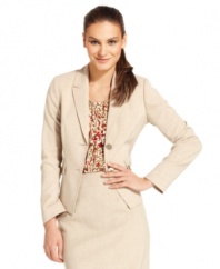 Calvin Klein's petite jacket is a summery-chic essential with its polished gold buttons and crisp, angular cut. Coordinates effortlessly with the pencil skirt from the full collection of separates.