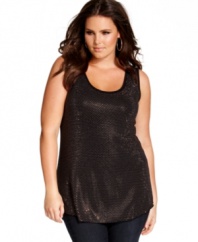 Shine like the star that you are with Calvin Klein's plus size tank top, showcasing a studded finish-- it's a perfect layering piece!