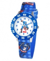 Avengers assemble! Help your kids stay on time with this fun Time Teacher watch from Marvel. Featuring iconic character Captain America, the hands are clearly labeled for easy reading.